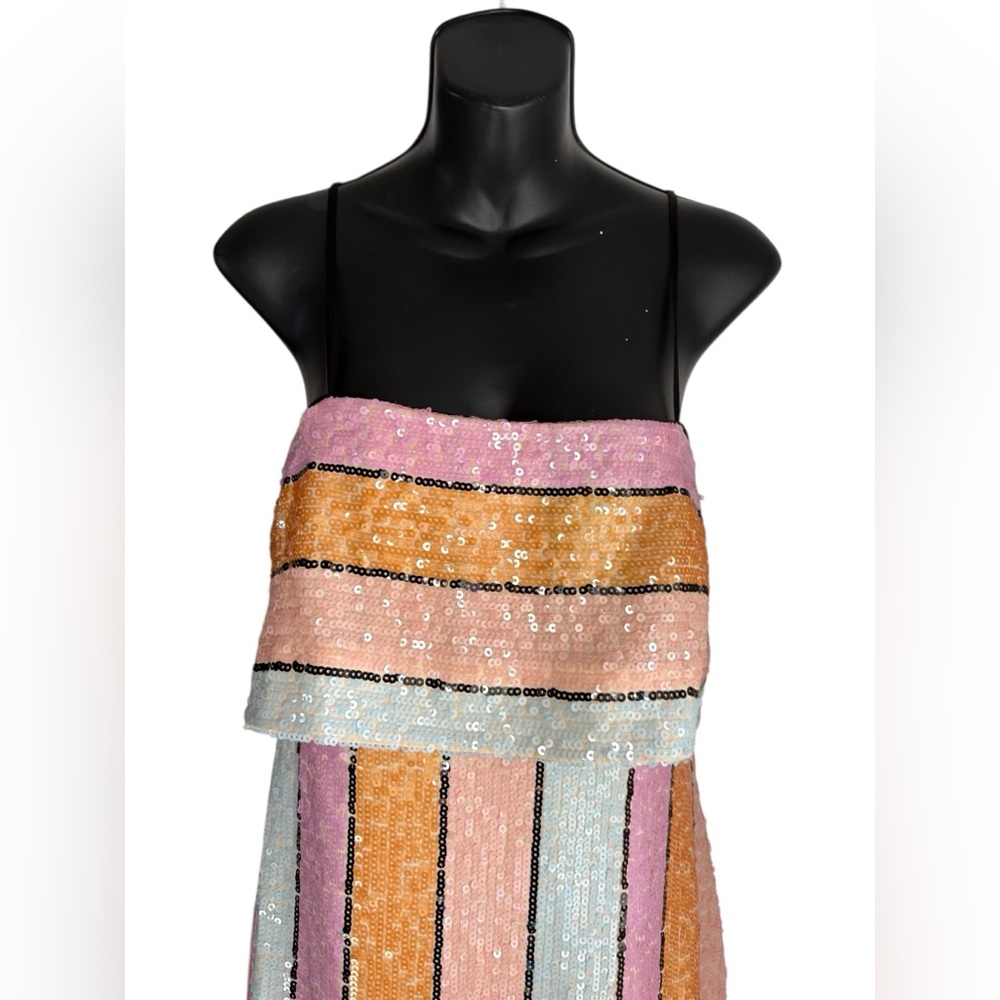 Gianni Bini Halson Multicolor striped Sequin Midi Dres Sz 0 NWT - Picture 7 of 11